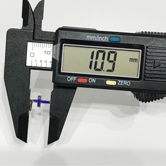 Vintage Tiny Blue Enamel Italian Cross Catholic Necklace Bracelet Pendant Charm - Picture 10 of 14